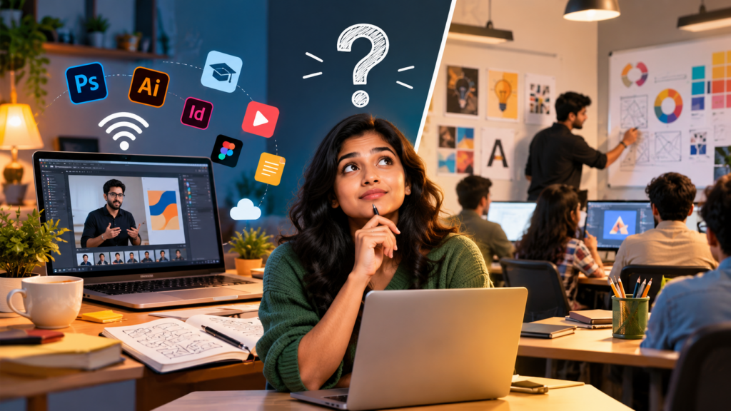 Online vs Offline Graphic Design Course
